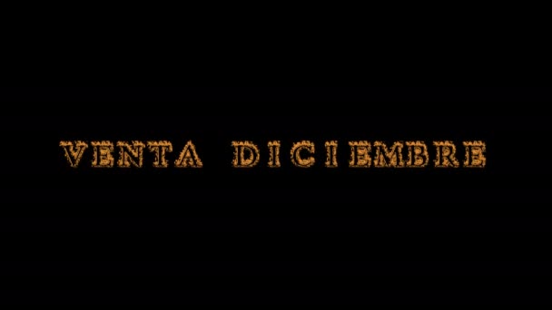 Venta Diciembre Fire Text Effect Black Background Animated Text Effect — Stock Video