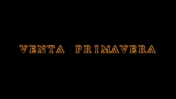 Venta Primavera Fire Text Effect Black Background Animated Text Effect — Stock Video