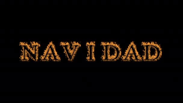 Navidad Fire Text Effect Black Background Animated Text Effect High — Stock Video