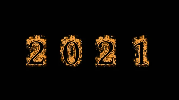 2021 Fire Text Effect Black Background Animated Text Effect High — Stock Photo, Image