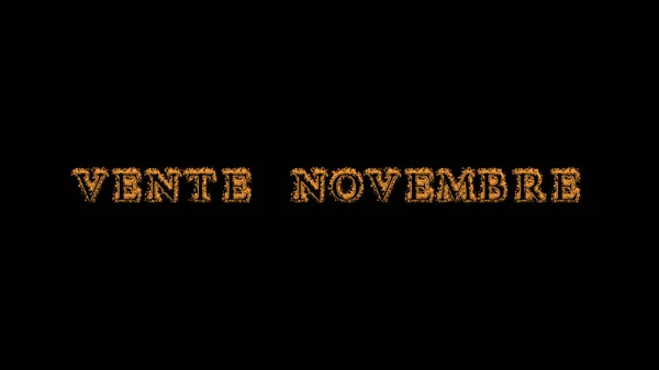 Vente Novembre Fire Text Effect Black Background Animated Text Effect — Stock Photo, Image