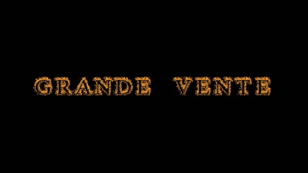 Grande Vente Fire Text Effect Black Background Animated Text Effect — Stock Photo, Image