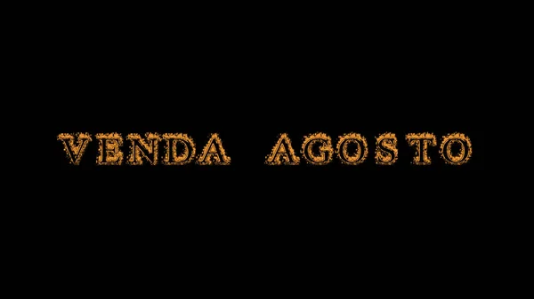 Venda Agosto Fuego Texto Efecto Fondo Negro Efecto Texto Animado —  Fotos de Stock