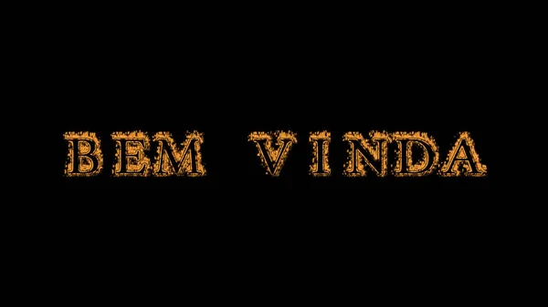 Bem Vinda Fire Text Effect Black Background Animated Text Effect — Stock Photo, Image