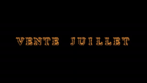 Vente Juillet Fire Text Effect Черный Фон Анимированный Текстовый Эффект — стоковое видео