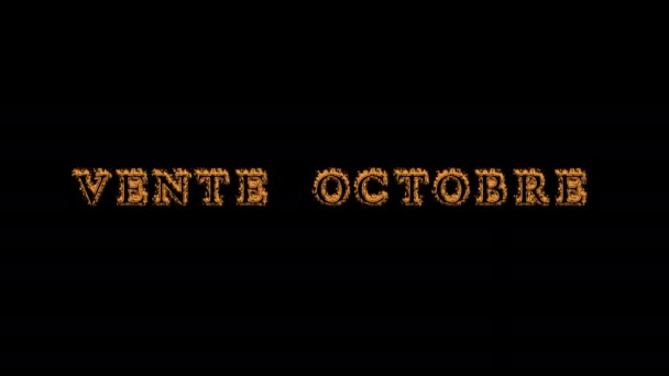 Vente Octobre Fire Text Effect Schwarzer Hintergrund Animierte Texteffekte Mit — Stockvideo