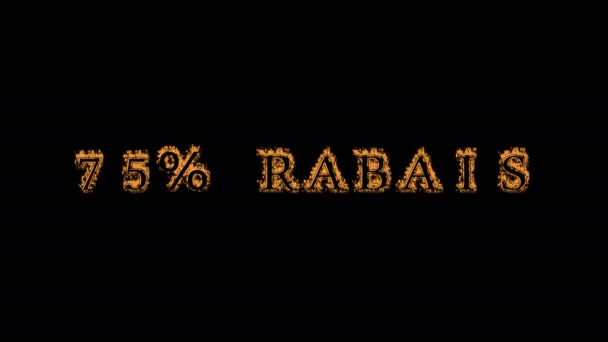 Rabais Φωτιά Κείμενο Επίδραση Μαύρο Φόντο Εφέ Κινουμένων Σχεδίων Κείμενο — Αρχείο Βίντεο