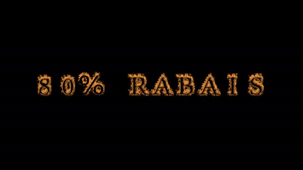 Rabais Fire Text Effect Schwarzer Hintergrund Animierte Texteffekte Mit Hoher — Stockvideo