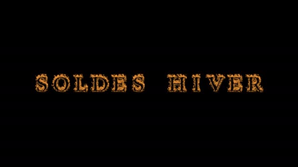 Soldes Hiver Fire Text Effect Black Background Animated Text Effect — Stock Video