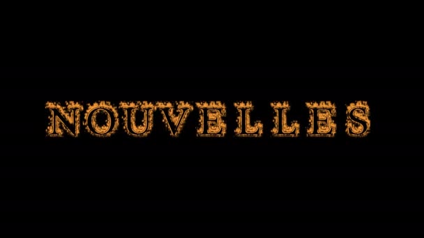 Nouvelles Fire Text Effect Black Background Animated Text Effect High — Stock Video