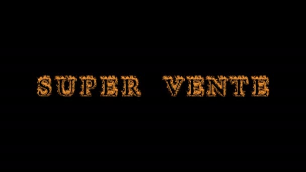 Super Vente Fire Text Effect Black Background Animated Text Effect — Stock Video