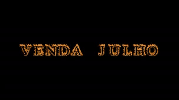 Venda Julho Fire Text Effect Black Background Animated Text Effect — Stock Video