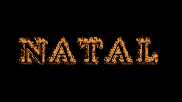 Natal Fire Text Effect Black Background Animated Text Effect High — Stock Video