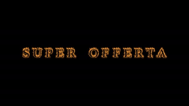 Super Offerta Fire Text Effect Black Background Animated Text Effect — Stock Video
