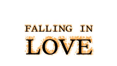 Aşık olmak yangın efekti beyaz izole arka plan. Yüksek görsel etkiyle canlandırılmış metin efekti. harf ve metin efekti.