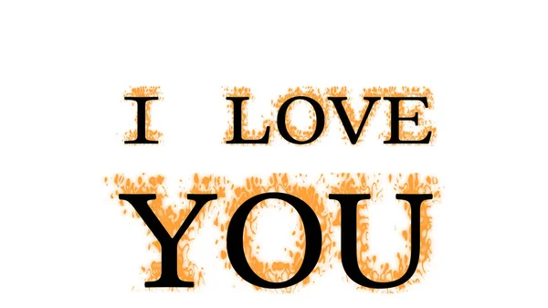 Love You Fire Text Effect White Isolated Background Animated Text — Stock Photo, Image