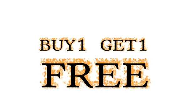 Buy1 Get1 Effetto Testo Fuoco Libero Sfondo Bianco Isolato Effetto — Foto Stock