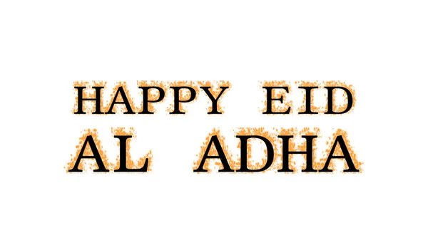 Happy Eid Adha Efeito Texto Fogo Fundo Isolado Branco Efeito — Fotografia de Stock