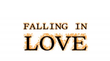 Aşık olmak yangın efekti beyaz izole arka plan. Yüksek görsel etkiyle canlandırılmış metin efekti. harf ve metin efekti.