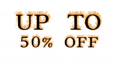 % 50 'ye kadar kapalı mesaj efekti beyaz izole arkaplan. Yüksek görsel etkiyle canlandırılmış metin efekti. harf ve metin efekti.