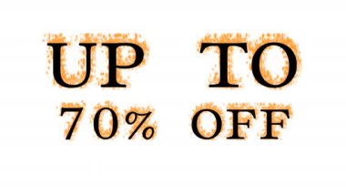 % 70 'e kadar kapalı mesaj efekti beyaz izole arkaplan. Yüksek görsel etkiyle canlandırılmış metin efekti. harf ve metin efekti.