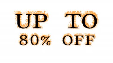 % 80 'e kadar kapalı mesaj efekti beyaz izole arkaplan. Yüksek görsel etkiyle canlandırılmış metin efekti. harf ve metin efekti.