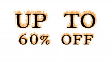 % 60 'a kadar kapalı mesaj efekti beyaz izole arkaplan. Yüksek görsel etkiyle canlandırılmış metin efekti. harf ve metin efekti.