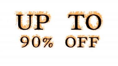 % 90 'a kadar kapalı mesaj efekti beyaz izole arkaplan. Yüksek görsel etkiyle canlandırılmış metin efekti. harf ve metin efekti.