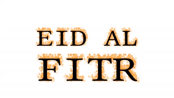Eid Fitr Feuer Text Effekt Weiß Isolierten Hintergrund Animierte Texteffekte — Stockvideo