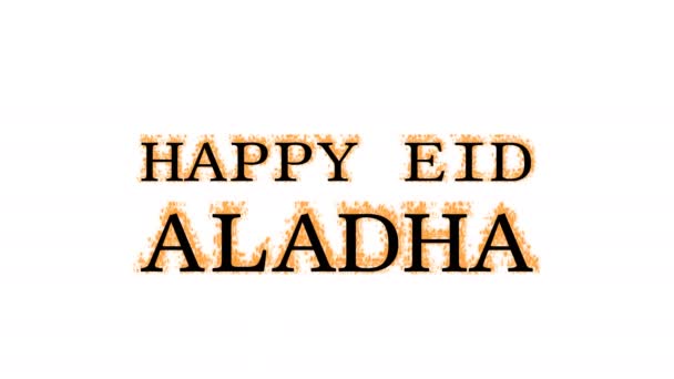 Happy Eid Aladha Efeito Texto Fogo Fundo Isolado Branco Efeito — Vídeo de Stock