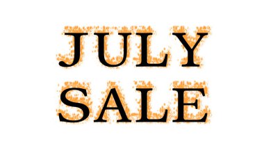 Temmuz indirimli mesaj efekti beyaz izole arkaplan. Yüksek görsel etkiyle canlandırılmış metin efekti. harf ve metin efekti.