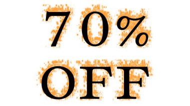 Ateşleme efekti% 70 kapalı beyaz izole arka plan. Yüksek görsel etkiyle canlandırılmış metin efekti. harf ve metin efekti.