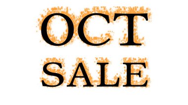 Oct Fire efekti beyaz izole arka plan. Yüksek görsel etkiyle canlandırılmış metin efekti. harf ve metin efekti.