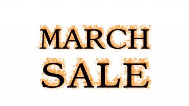 Mart ayı yangın metni efekti beyaz izole arka plan. Yüksek görsel etkiyle canlandırılmış metin efekti. harf ve metin efekti.