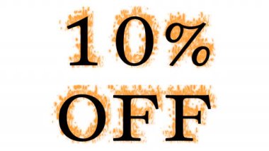 Ateşleme efekti% 10 kapalı beyaz izole arka plan. Yüksek görsel etkiyle canlandırılmış metin efekti. harf ve metin efekti.