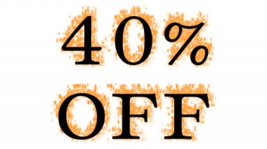 % 40 indirimli mesaj efekti beyaz izole arka plan. Yüksek görsel etkiyle canlandırılmış metin efekti. harf ve metin efekti.