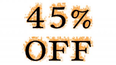 Ateşleme efekti% 45 kapalı beyaz izole arka plan. Yüksek görsel etkiyle canlandırılmış metin efekti. harf ve metin efekti.