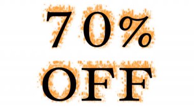 Ateşleme efekti% 70 kapalı beyaz izole arka plan. Yüksek görsel etkiyle canlandırılmış metin efekti. harf ve metin efekti.