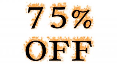 % 75 oranında kapalı mesaj efekti beyaz izole arka plan. Yüksek görsel etkiyle canlandırılmış metin efekti. harf ve metin efekti.