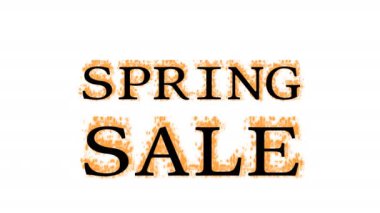 Bahar indirimi yangın mesajı efekti beyaz izole arka plan. Yüksek görsel etkiyle canlandırılmış metin efekti. harf ve metin efekti.