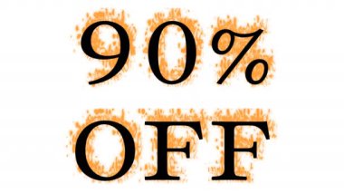 Ateşleme efekti% 90 kapalı beyaz izole arka plan. Yüksek görsel etkiyle canlandırılmış metin efekti. harf ve metin efekti.