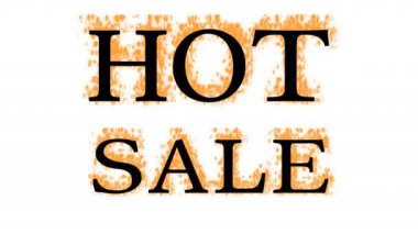 Sıcak Satış yangın mesajı efekti beyaz izole arka plan. Yüksek görsel etkiyle canlandırılmış metin efekti. harf ve metin efekti.