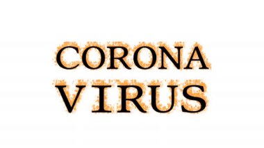 Corona Virüsü yangın mesajı efekti beyaz izole arka plan. Yüksek görsel etkiyle canlandırılmış metin efekti. harf ve metin efekti.
