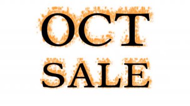 Oct Fire efekti beyaz izole arka plan. Yüksek görsel etkiyle canlandırılmış metin efekti. harf ve metin efekti.