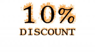 % 10 indirimli yangın metni efekti beyaz izole arka plan. Yüksek görsel etkiyle canlandırılmış metin efekti. harf ve metin efekti.