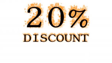 % 20 indirimli yangın metni efekti beyaz izole arka plan. Yüksek görsel etkiyle canlandırılmış metin efekti. harf ve metin efekti.