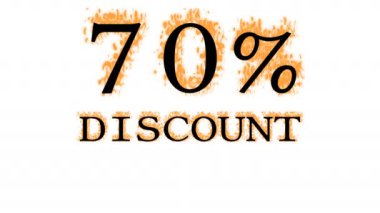 % 70 indirimli yangın metni efekti beyaz izole arka plan. Yüksek görsel etkiyle canlandırılmış metin efekti. harf ve metin efekti.