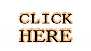 Burada ateş metin efekti beyaz izole arkaplan tıklayın. Yüksek görsel etkiyle canlandırılmış metin efekti. harf ve metin efekti.