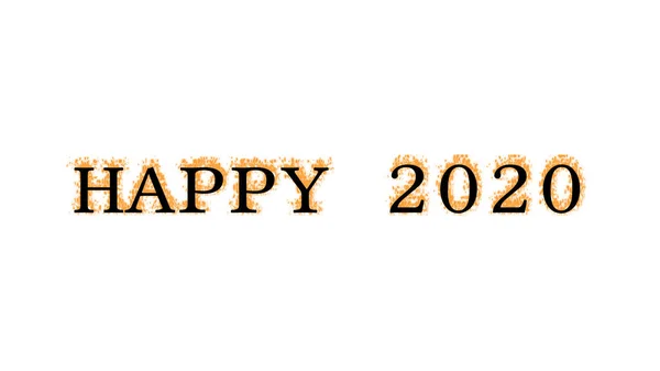 Feliz 2020 Efeito Texto Fogo Fundo Isolado Branco Efeito Texto — Fotografia de Stock
