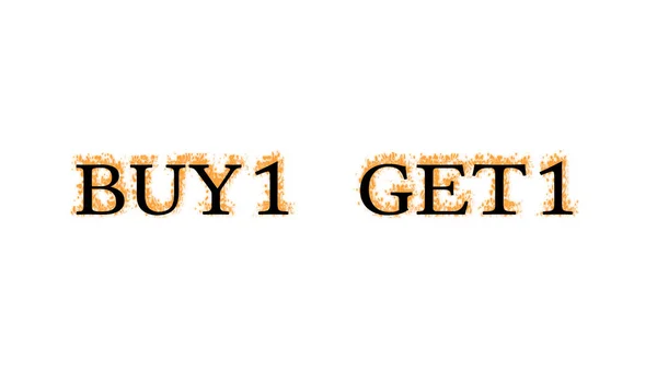 Buy1 Get1 Požární Text Efekt Bílé Izolované Pozadí Animovaný Textový — Stock fotografie